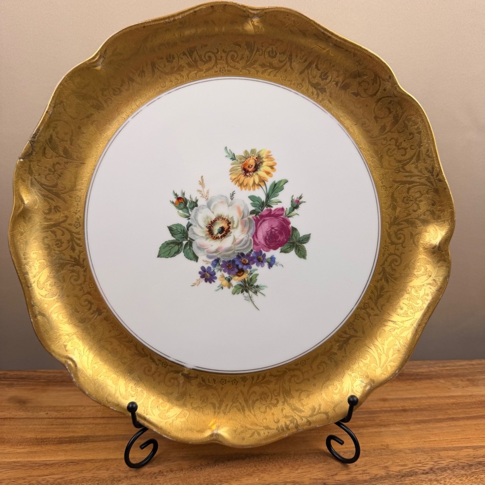 Vintage Rosenthal Moliere Alt Brabant Gold Gilt 13.25" Floral Cake Platter